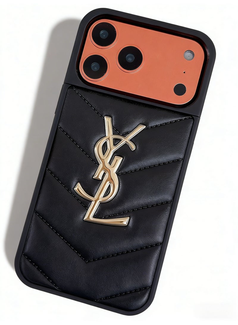 سانت لوران Saint Laurent YSL Cassandre Quilted Leather iPhone 16/17 Pro Max Case, Black - Image 4