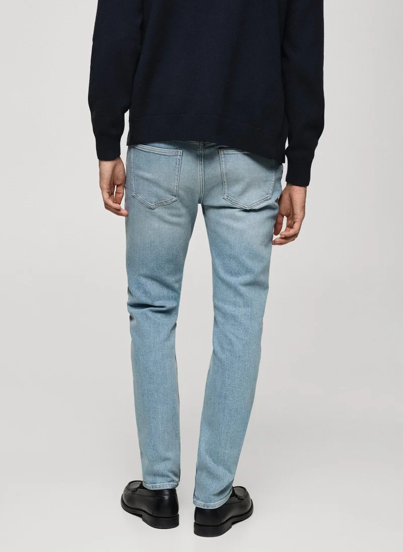 Mango Man Jan Stright Fit Light  Wash Jeans