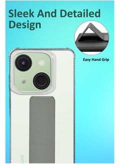 NAFCO For Itel A50c - Transparent Hand Grip Foldable Magnetic Kickstand Wrist Strap Finger Grip Shockproof Cover Compatible For Itel A50c - Clear / Grey  - Image 3