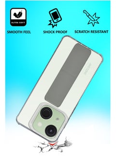 NAFCO For Itel A50c - Transparent Hand Grip Foldable Magnetic Kickstand Wrist Strap Finger Grip Shockproof Cover Compatible For Itel A50c - Clear / Grey  - Image 4