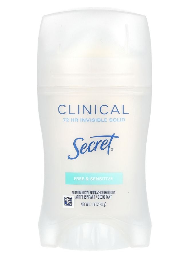 Secret Clinical 72 HR Invisible Solid Deodorant Free & Sensitive  1.6 oz (45 g)