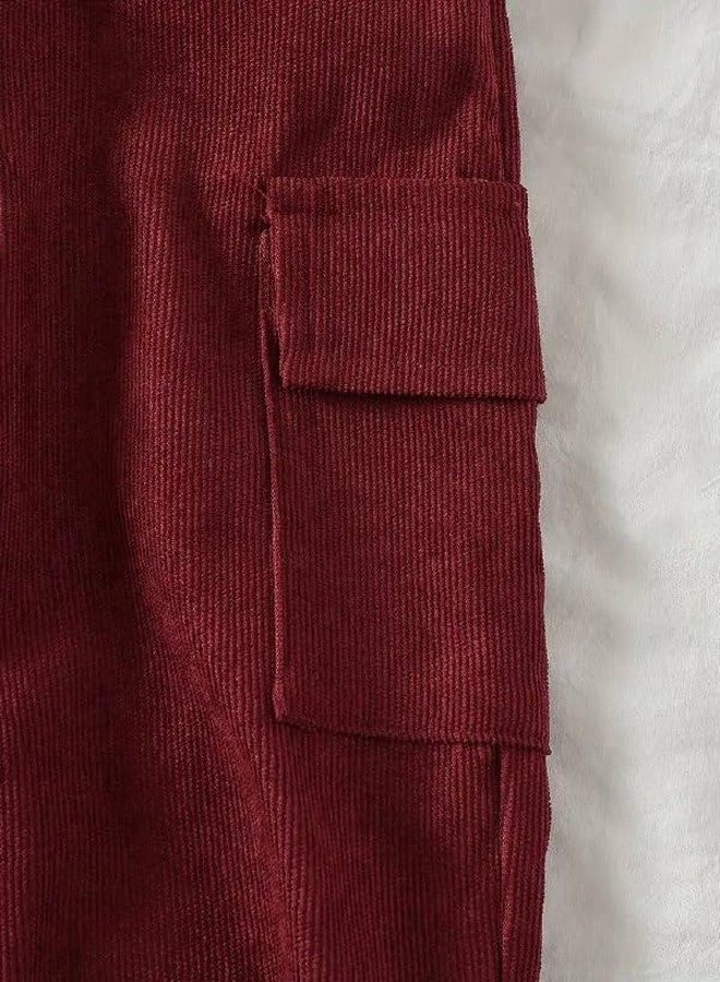 ocvito Kids Boys maroon Stylish Shirt & Pant Clothing Set, Solid Casual Outfit with Front Button Shirt & Elastic Waist Pants, Comfortable Party & Dress for Kids.4-5 years - Image 3