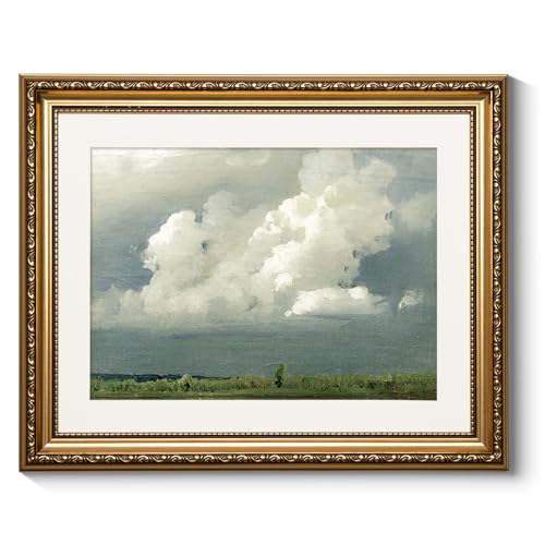 ARPEOTCY Vintage Gold Framed Pictures Wall Art Nature Storm Clouds Paintings Canvas Prints Artwork with Antique Frame Victorian Wall Pictures Decor for Living Room Bedroom 13x16 inch - Image 1