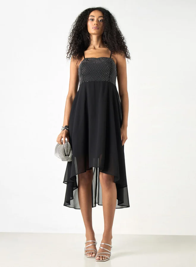 2Xtremz 2Xtremz Embellished A-line Midi Sleeveless Dress