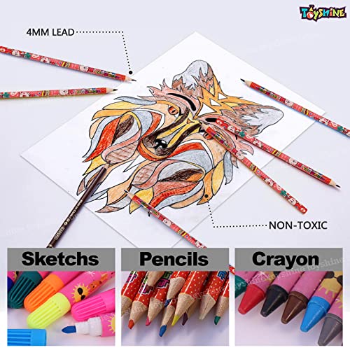 Toyshine 41 Pcs Coloring&Stationery Set Gift For Kids Boys Girls Toddler|Learning Educational Art Craft Indoor Game Gift Present Birthday For 3 4 5 6 7 8 9 Year Old- Sea Animals,Animal World,White - Image 3