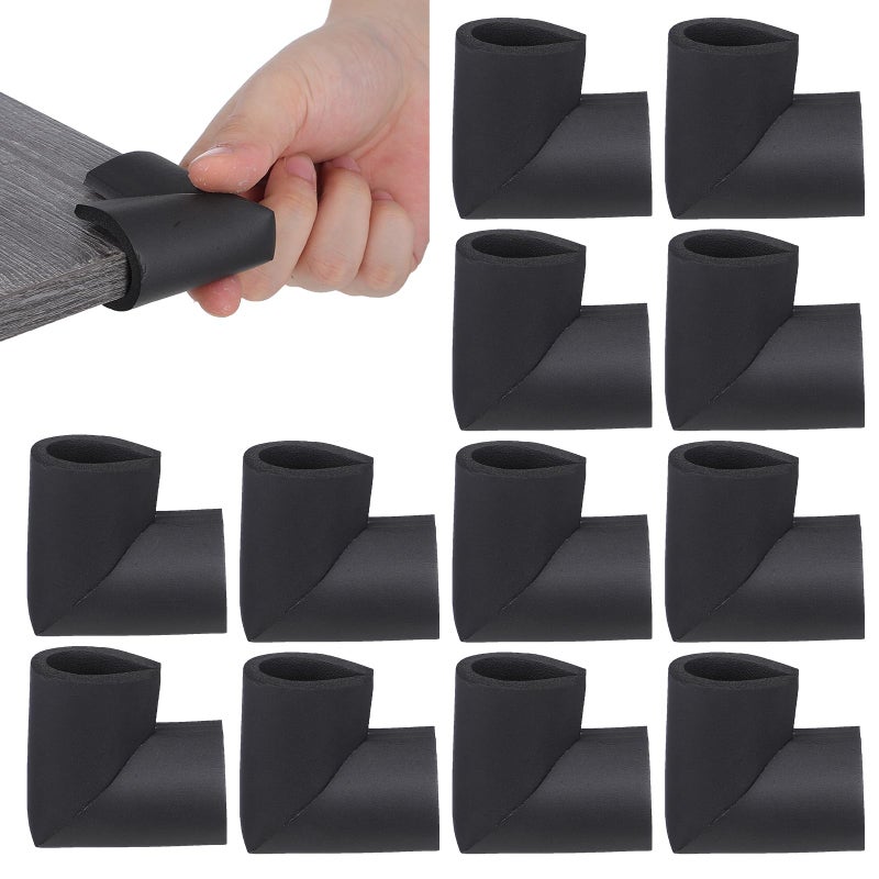 12Pcs Black U Shaped Foam Corner Protectors Furniture Edge Bumpers For Moving Safety - Image 2