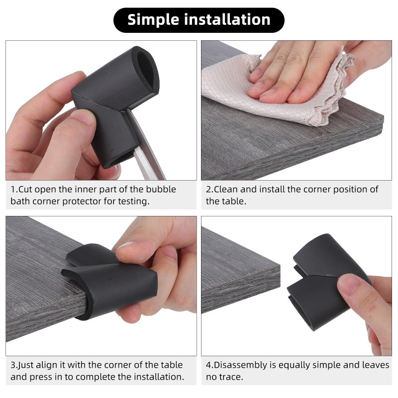 12Pcs Black U Shaped Foam Corner Protectors Furniture Edge Bumpers For Moving Safety - Image 4