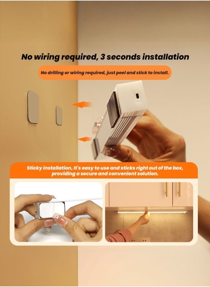 MODI 20cm LED Wall Light Bar – Rechargeable Cabinet Lighting with USB-B, Tri Color Modes, Magnetic Install – Ideal for Home, Closet, Stairs, Bedside, Kitchen - Image 3