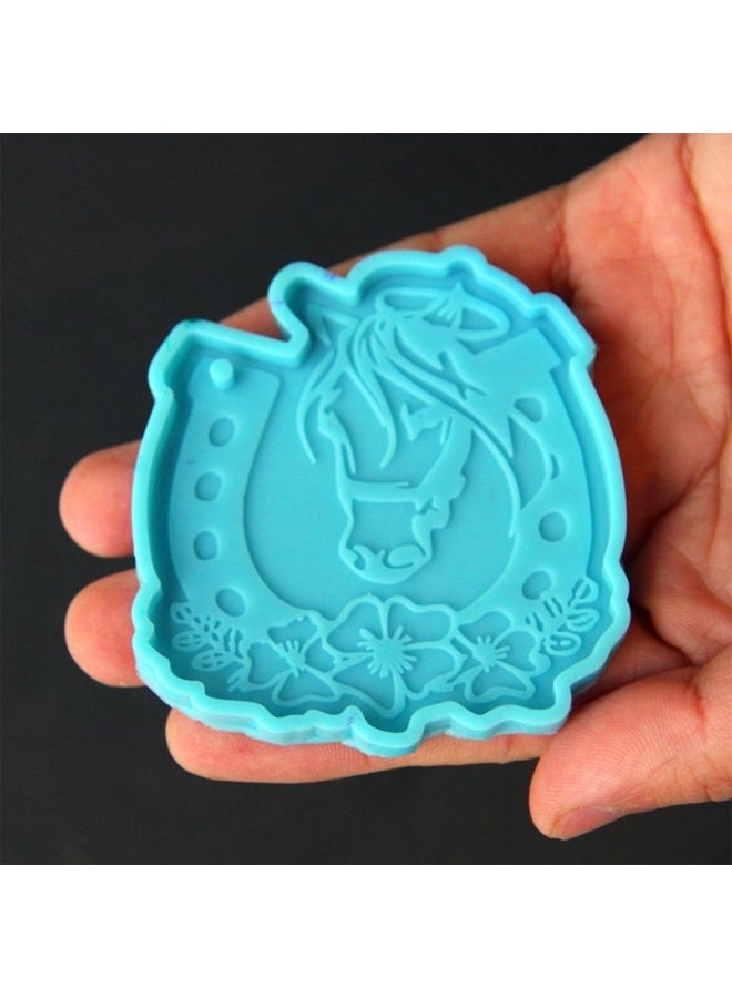 Keychain Mold for Resin Horseshoe Blossom Shape Keychain Epoxy Silicone Molds with Hanging Hole for  Keychain - Image 3