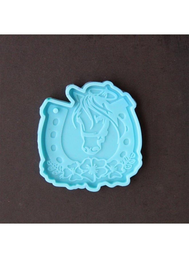 Keychain Mold for Resin Horseshoe Blossom Shape Keychain Epoxy Silicone Molds with Hanging Hole for  Keychain - Image 2