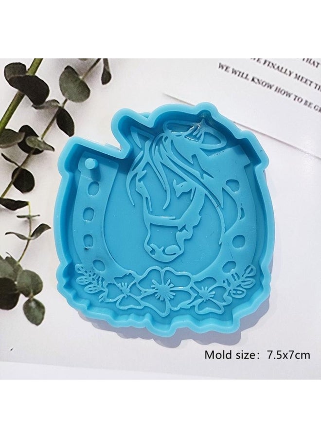 Keychain Mold for Resin Horseshoe Blossom Shape Keychain Epoxy Silicone Molds with Hanging Hole for  Keychain - Image 4