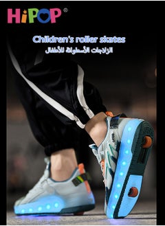 HIPOP Unisex Kids Roller Skates Shoes with USB Charging Lights,Fashional Girls Boys Roller Shoes,Retractable Double Wheels Skates  - Image 2