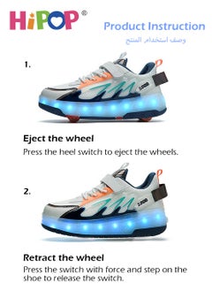HIPOP Unisex Kids Roller Skates Shoes with USB Charging Lights,Fashional Girls Boys Roller Shoes,Retractable Double Wheels Skates  - Image 3