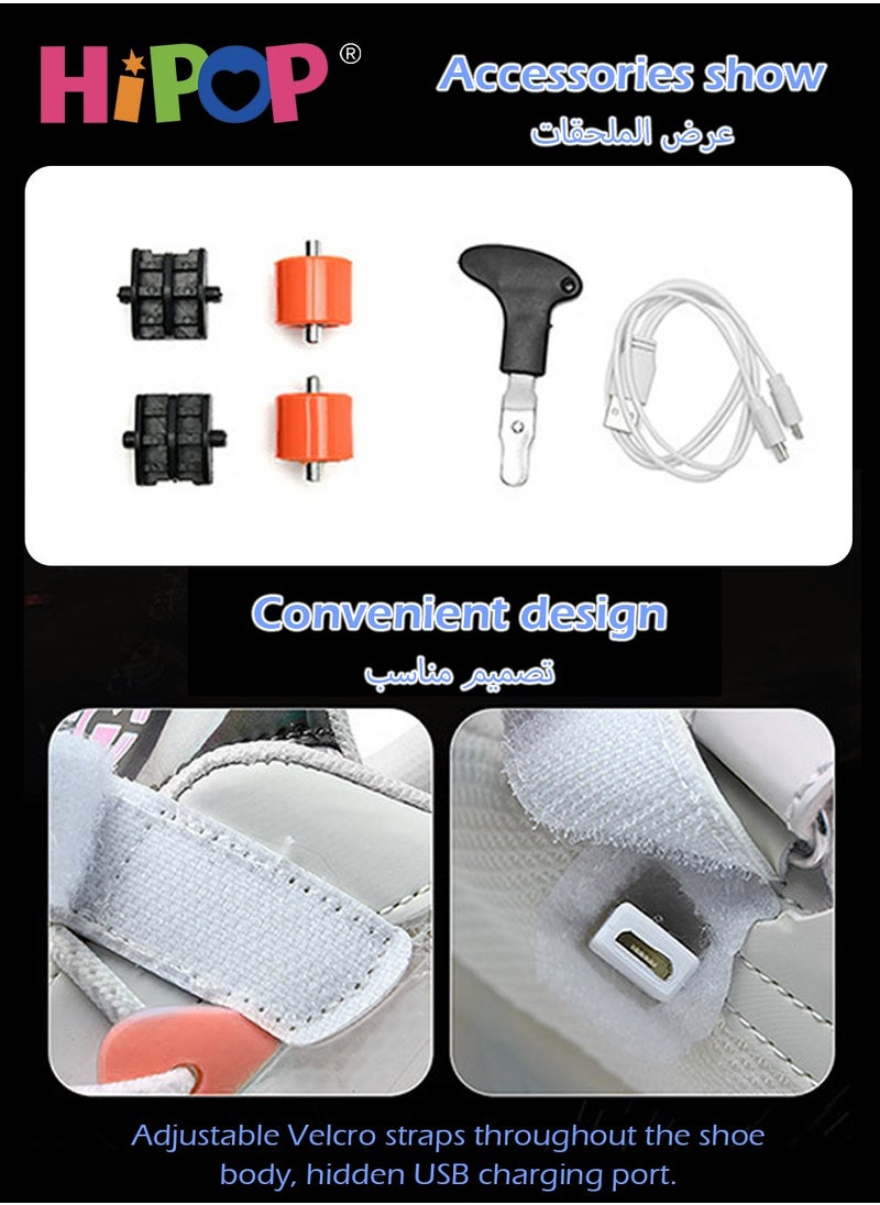 HIPOP - Unisex Kids Roller Skates Shoes with USB Charging Lights,Fashional Girls Boys Roller Shoes,Retractable Double Wheels Skates - Image 1