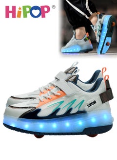 HIPOP Unisex Kids Roller Skates Shoes with USB Charging Lights,Fashional Girls Boys Roller Shoes,Retractable Double Wheels Skates  - Image 1