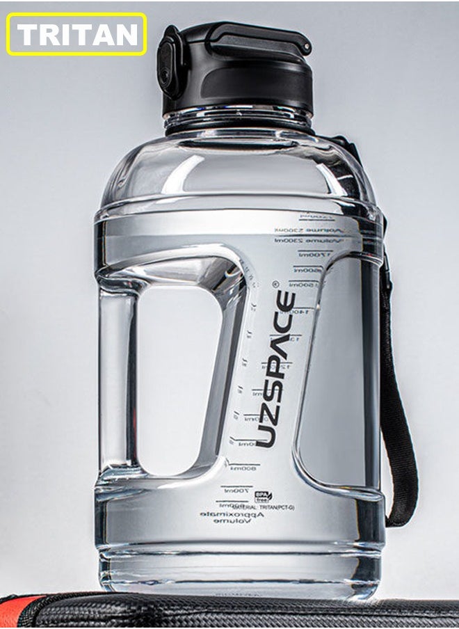 UZSPACE 2300ML Water Bottle with Volume Measurement Marker - Tritan BPA Free - BPA Free Half Gallon Water Bottle, Big Bottle with Straw Lid, Huge Gym Drinking Bottle with Handle, Large Water Jug  - Image 1