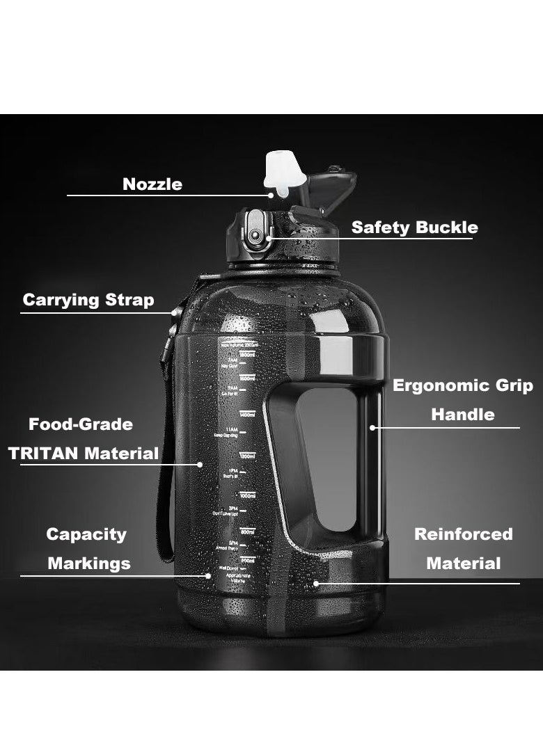 UZSPACE 2300ML Water Bottle with Volume Measurement Marker - Tritan BPA Free - BPA Free Half Gallon Water Bottle, Big Bottle with Straw Lid, Huge Gym Drinking Bottle with Handle, Large Water Jug  - Image 3