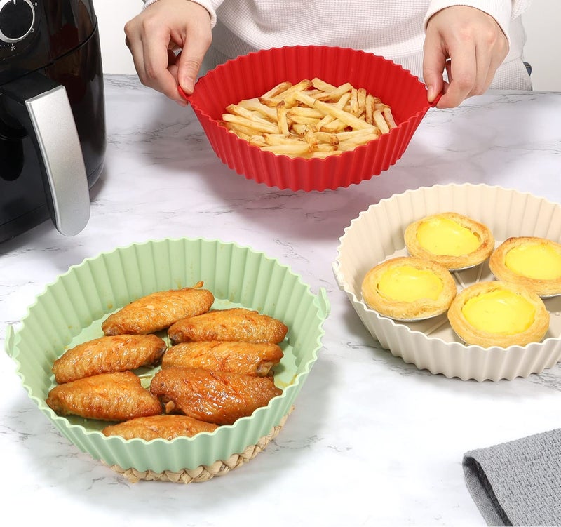 Trifecta Silicone Air Fryer Liner 2 Pcs Round 9 inch Baking Parchment Air Fryer Silicone Pot Bowl Baskets Replacement for Parchment Liner Paper 3 to 6 QT for Air Fryer Oven Accessories Pista 2 - Image 3