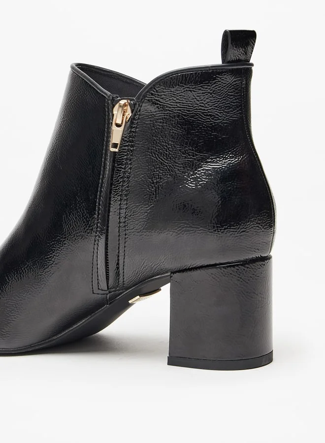 سيليست Women's Solid Ankle Boots with Block Heel and Zip Closure