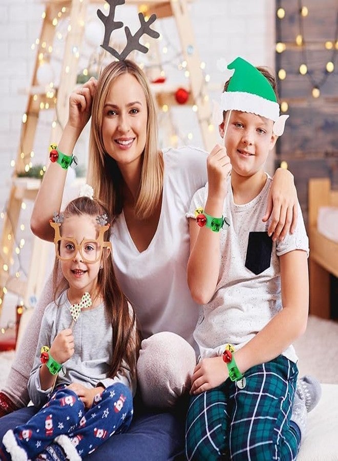 الريجالو أساور عيد الميلاد من El Regalo، قطعتان، مزينة بأجراس عيد الميلاد | أجراس للمعصم والكاحل لتوزيعها كهدايا للحفلات، ولإضفاء إيقاع موسيقي، ولتزيين المنزل في عيد الميلاد | آلات إيقاعية قابلة للتعديل (أخضر متعدد الألوان) - Image 3