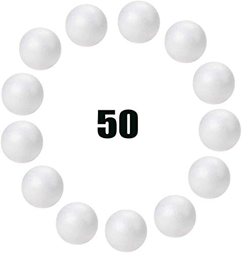 كرات هيسمارتلي 50 حزمة 1 بوصة بيضاء للحرف اليدوية كرات رغوية بيضاء ناعمة لوازم الحرف اليدوية للزينة DIY