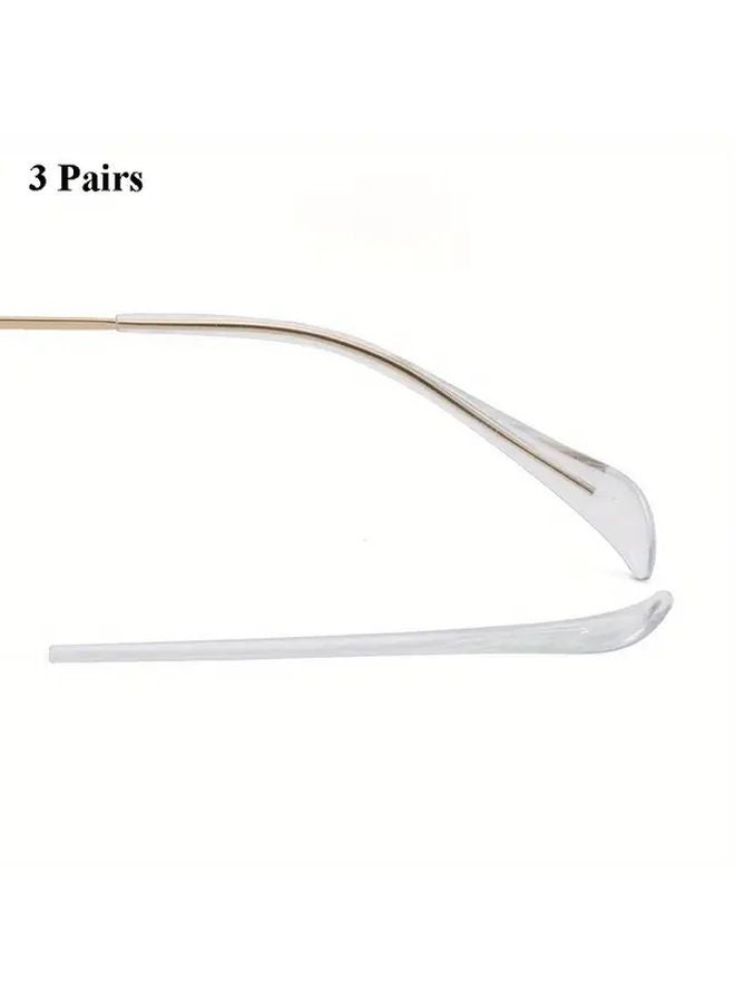 3 Pairs Transparent Silicone Non Slip Glasses Leg Covers Ear Hook Bracket Earmuffs - Image 1