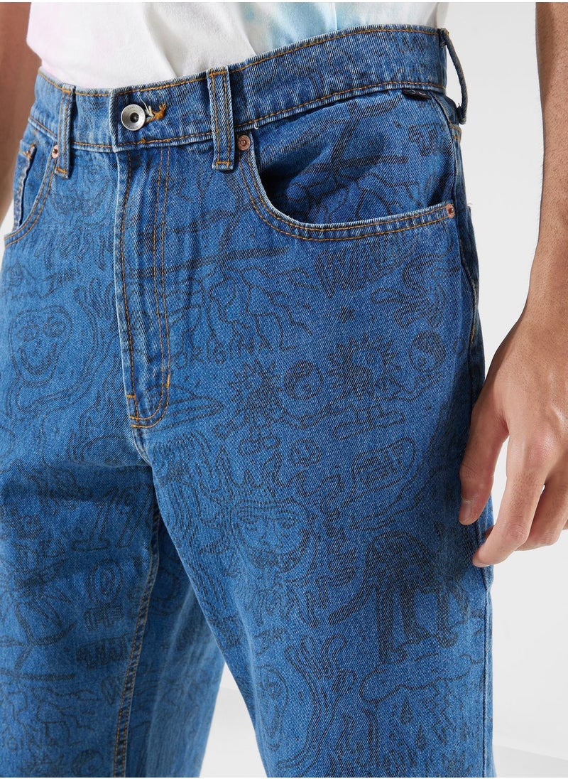 VANS - Check 5 Printed Denim Pants - Image 1