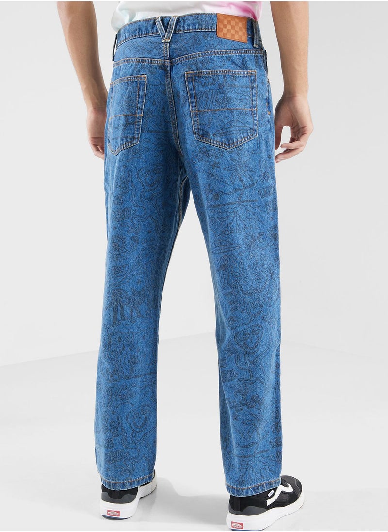 VANS - Check 5 Printed Denim Pants - Image 1