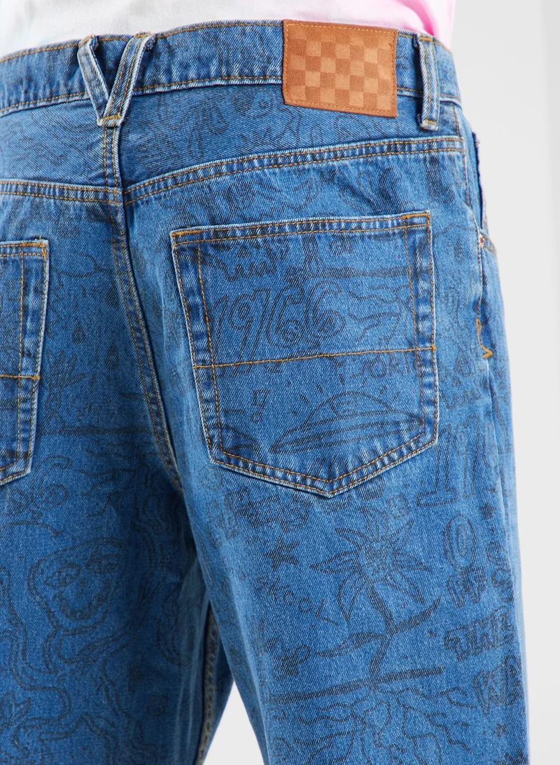 VANS Check 5 Printed Denim Pants