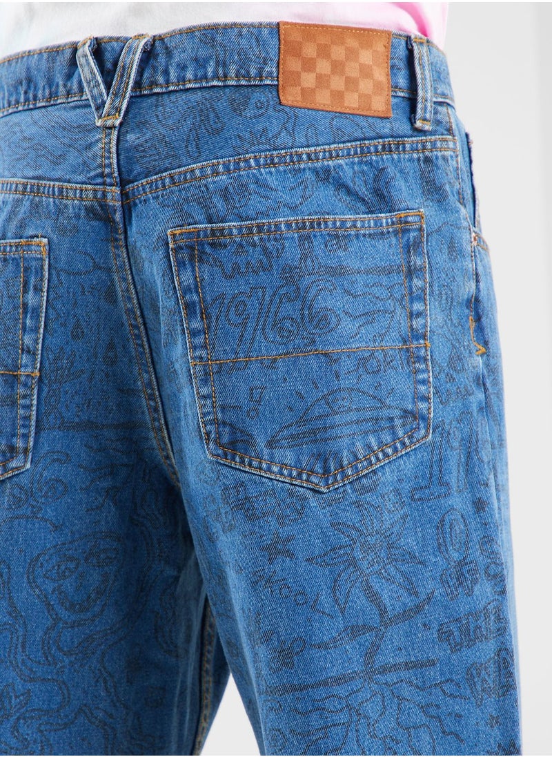 VANS - Check 5 Printed Denim Pants - Image 1
