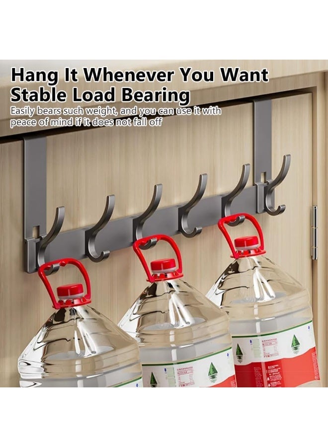 علّاقة باب معدنية قوية مع 6 خطافات – منظم تعلية خلف الباب للملابس والعبايات والحقائب والمناشف – موفّر للمساحة بدون حفر - Image 5