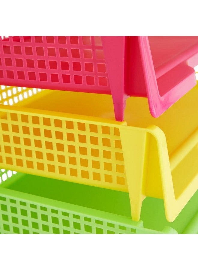 برايت كرياشنتس مجموعة برايت كرييشنز من 6 صواني تحويل ألوان قوس قزح للفصول الدراسية للمعلمين، وسلال تخزين بلاستيكية للاستخدام المكتبي (9 × 13 × 3 بوصة) - Image 4