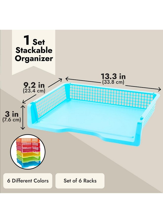 برايت كرياشنتس مجموعة برايت كرييشنز من 6 صواني تحويل ألوان قوس قزح للفصول الدراسية للمعلمين، وسلال تخزين بلاستيكية للاستخدام المكتبي (9 × 13 × 3 بوصة) - Image 3