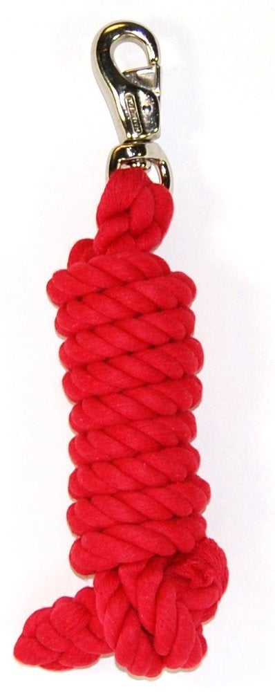 Hamilton Cotton Lead with Nickel-Plated Bull Snap, Red, 3/4" Thick x 10' Long - Image 1