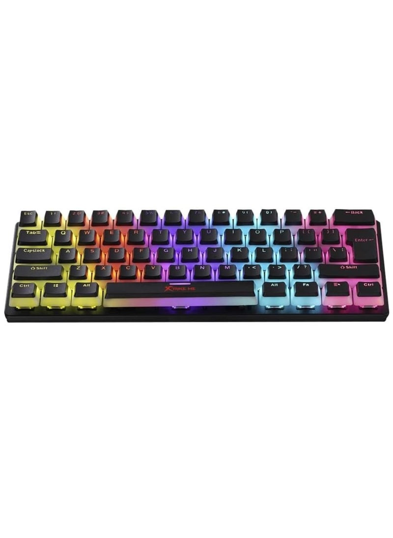 Pudding Gaming Mechanical Keyboard - Blue Switches - Rainbow LED Lighting - PBT Key Caps - Advanced Anti-Ghosting - Compact Design - Durable Construction - 12 Dynamic Lighting Schemes