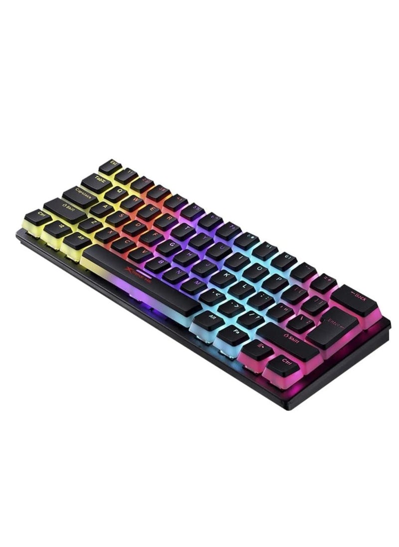 Pudding Gaming Mechanical Keyboard - Blue Switches - Rainbow LED Lighting - PBT Key Caps - Advanced Anti-Ghosting - Compact Design - Durable Construction - 12 Dynamic Lighting Schemes