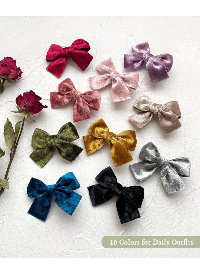 Cherssy - Baby Girls Velvet Hair Bow Clips 10Pcs Boutique Fully Lined Hair Barrettes Accessories For Infants Toddlers School Girls By Cherssy - Image 1