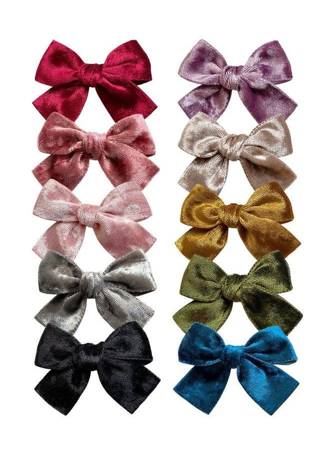 Cherssy - Baby Girls Velvet Hair Bow Clips 10Pcs Boutique Fully Lined Hair Barrettes Accessories For Infants Toddlers School Girls By Cherssy - Image 1