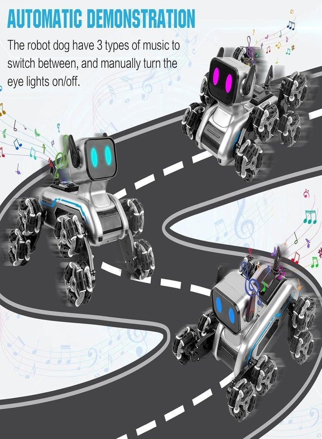 سيارة بابيلي 8WD للتحكم عن بعد، سيارة روبوت على شكل كلب تعمل بالتحكم عن بعد مزودة بمستشعر إيماءات للأطفال من 8 إلى 10 سنوات، سيارات تحكم عن بعد بتردد 2.4 جيجاهرتز مع موسيقى وإضاءة، للأولاد من عمر 6 إلى 14 سنة، أفكار هدايا عيد ميلاد - Image 4
