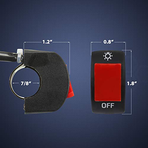 Mosleyz 1 Piece Motorcycle Handlebar Switch Handlebar Toggle Switch with On Off Push Button for U5 U7 U2 Motorcycles Scooter Electrombile Motorbike-7/8inch 22mm(Red) - Image 4