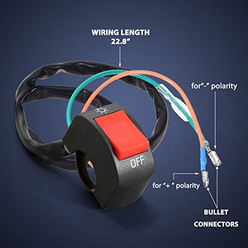 Mosleyz 1 Piece Motorcycle Handlebar Switch Handlebar Toggle Switch with On Off Push Button for U5 U7 U2 Motorcycles Scooter Electrombile Motorbike-7/8inch 22mm(Red) - Image 5
