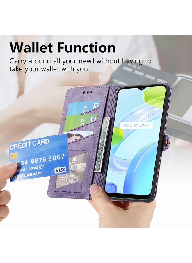 S-TOP Case For Realme C30 Geometric Zipper Wallet Side Buckle Leather Phone Case - Image 3