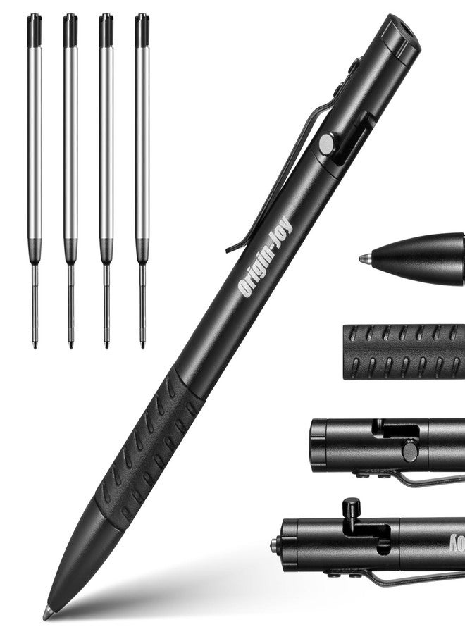 Origin-Joy 2 Pack Bolt Action Tactical Pen Set, Military EDC Self Defense Metal Pen, Personal Survival Multifunctional Cool Pen With 8 Ballpoint Refills for Men (AL04-Black) - Image 1