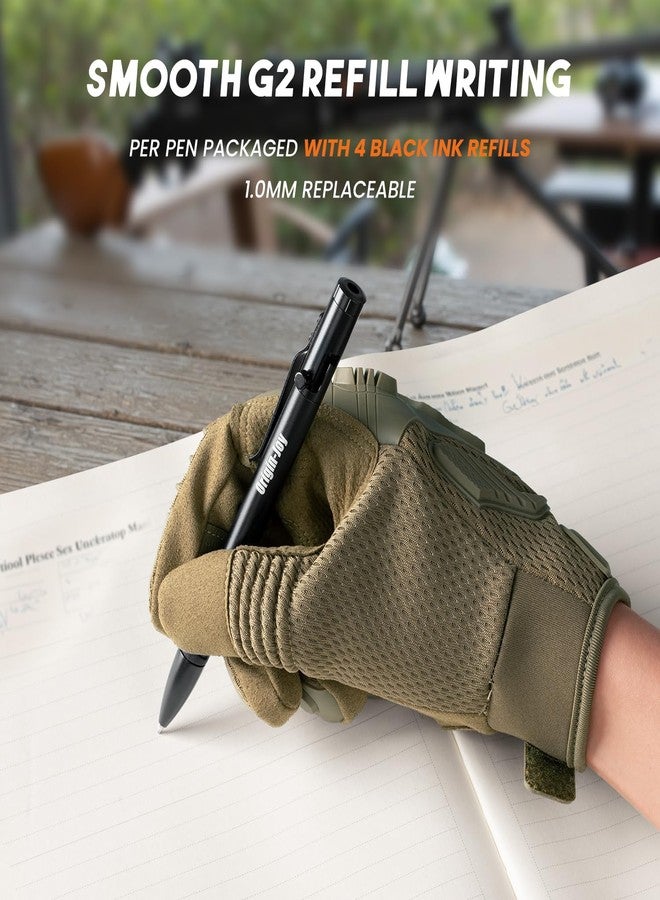 Origin-Joy 2 Pack Bolt Action Tactical Pen Set, Military EDC Self Defense Metal Pen, Personal Survival Multifunctional Cool Pen With 8 Ballpoint Refills for Men (AL04-Black) - Image 3