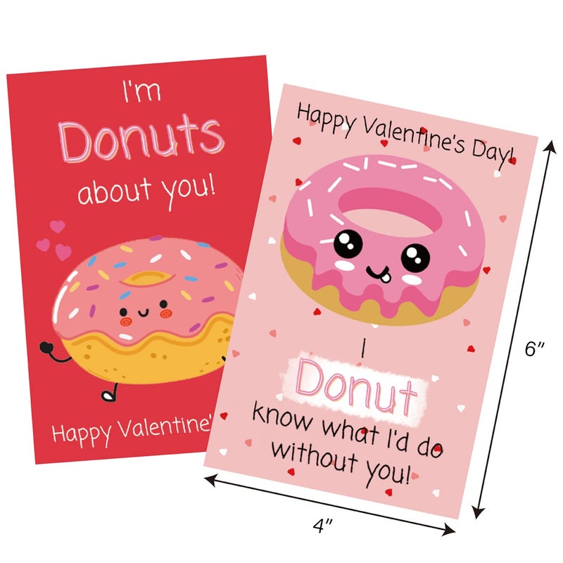 Quera â€‹24 Pcs Valentine'S Day Cards With Envelopes And Stickers, Hearts And Donuts Themed Greeting Cards, Kids Classroom Exchange, Wedding Cards, Valentines Party Favorites, 8 Designsâ€‹ - Image 2