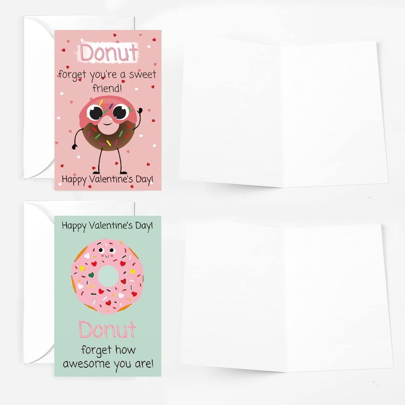 Quera â€‹24 Pcs Valentine'S Day Cards With Envelopes And Stickers, Hearts And Donuts Themed Greeting Cards, Kids Classroom Exchange, Wedding Cards, Valentines Party Favorites, 8 Designsâ€‹ - Image 5