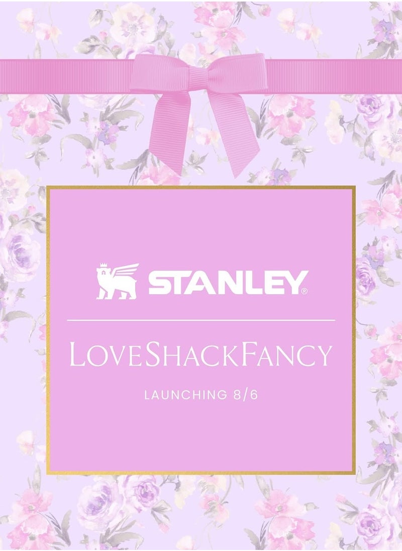 Stanley - Love Shack Fancy H2.0 Flow State 40oz Purple Rose Tumbler, Stainless Steel Vacuum Insulated Quencher with Lid, Straw, and Stopper, Ideal for Water and Iced Tea, Keeps Drinks Cold, Presented in Elegant Gift-Ready Packaging - Image 1
