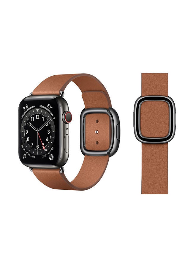 NIBEMINENT Leather Replacement Band For Apple Watch Series 6/SE/5/4/3/2/1 Brown