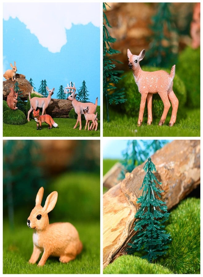 Zomiboo 21 Pcs Forest Animals Figurines Woodland Animal Toys Deer Hunting Cake Decorations Miniature Tree Mold Kits for Birthday Christmas Party Favors - Image 4