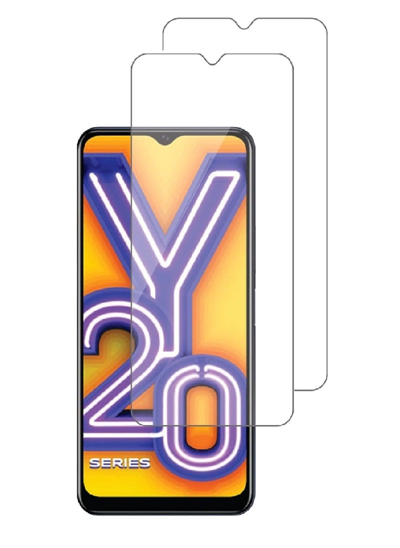 Super 2 Pieces Tempered Glass Screen Protector Clear Designed For vivo Y20i Full Screen Coverage And Bubble Free - Image 1
